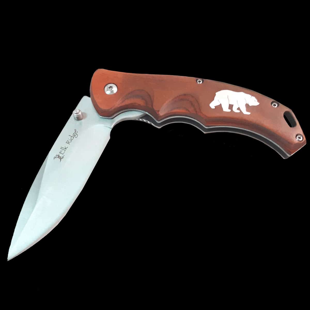 Assisted Opening Wood Knife w/ Bear - Image 5