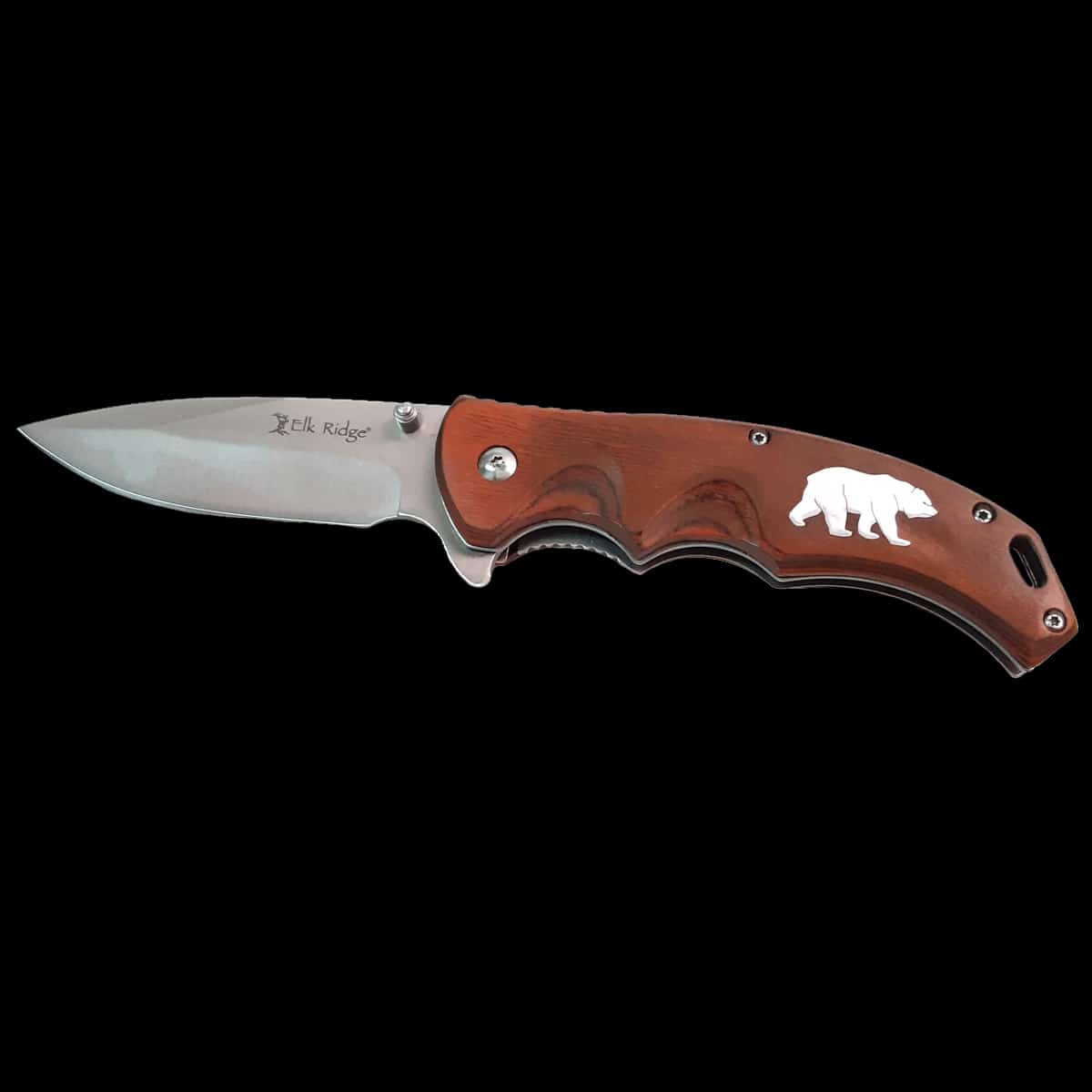 Assisted Opening Wood Knife w/ Bear - Image 3