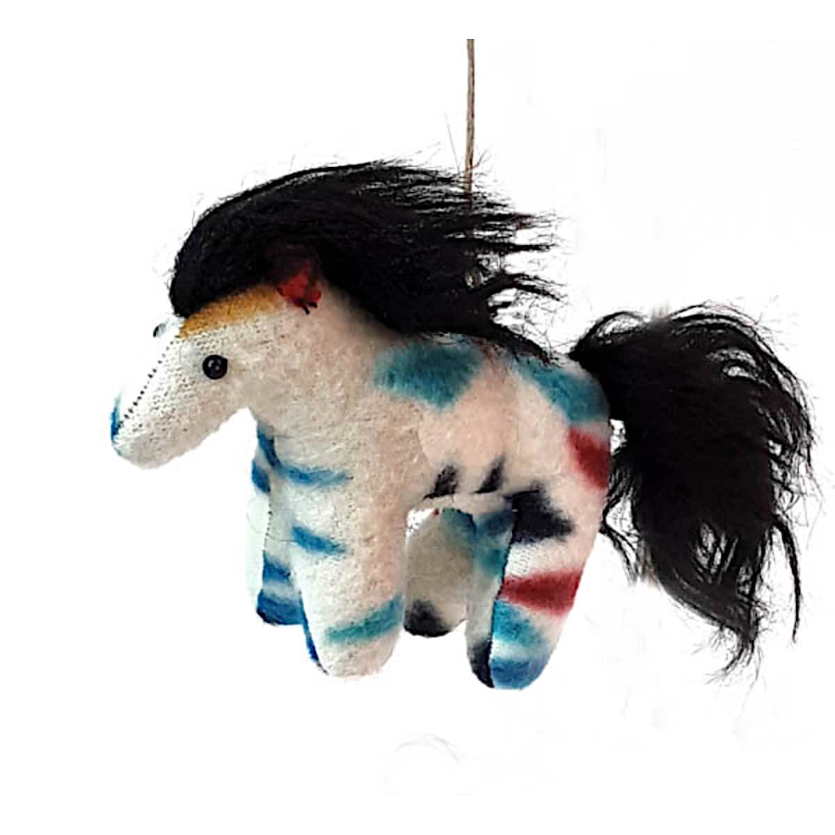 Audris Joe Navajo Horse Ornament - White