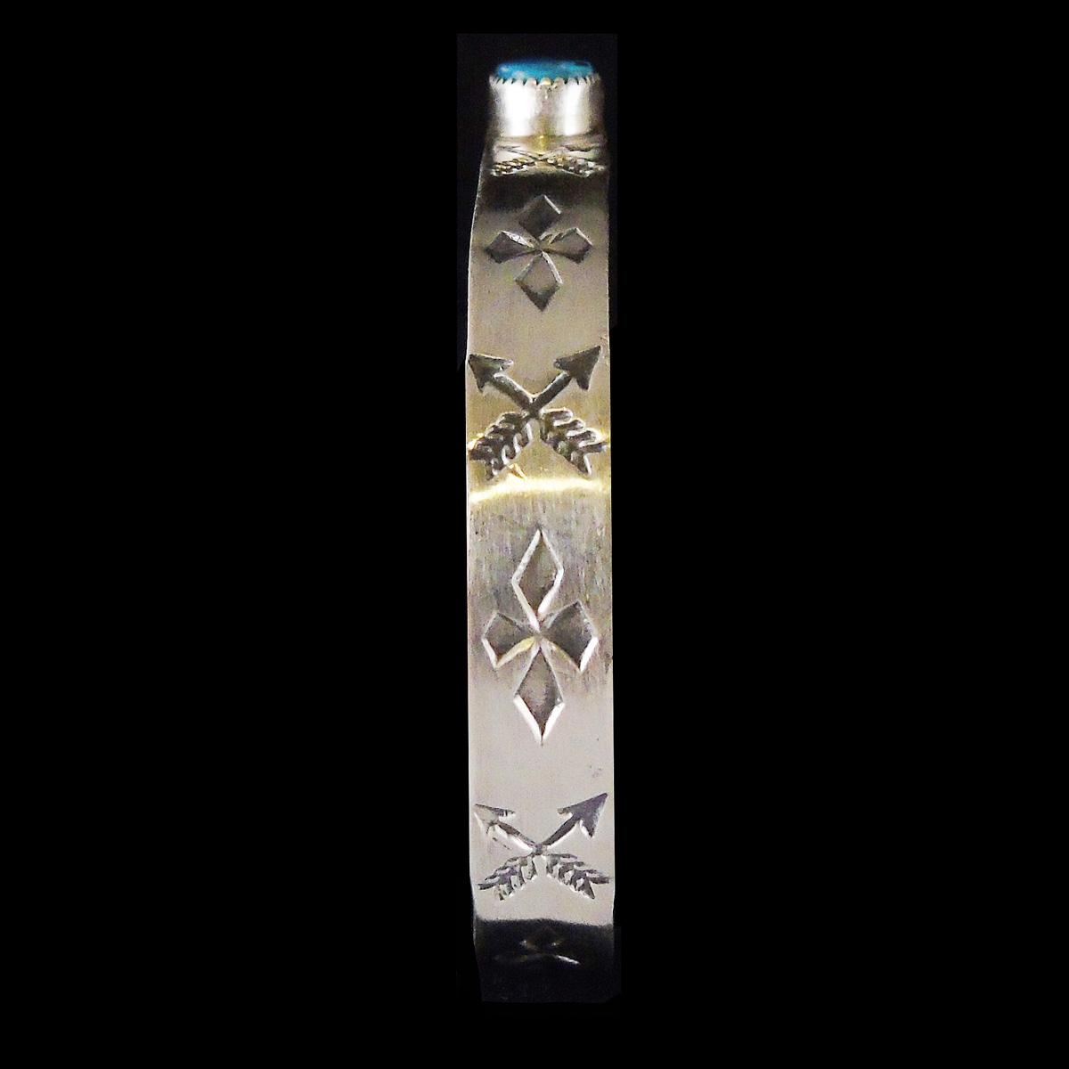 Authentic Arrow & Cross Design Turquoise Navajo Bracelet - Image 2