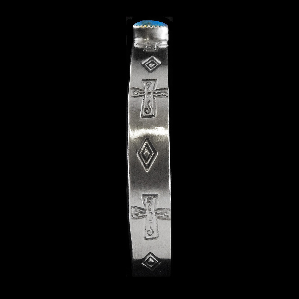 Authentic Native American Silver & Turquoise Bracelet - Image 2