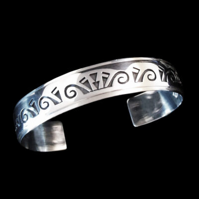 Authentic Sterling Silver Hopi Mowa Cuff Bracelet