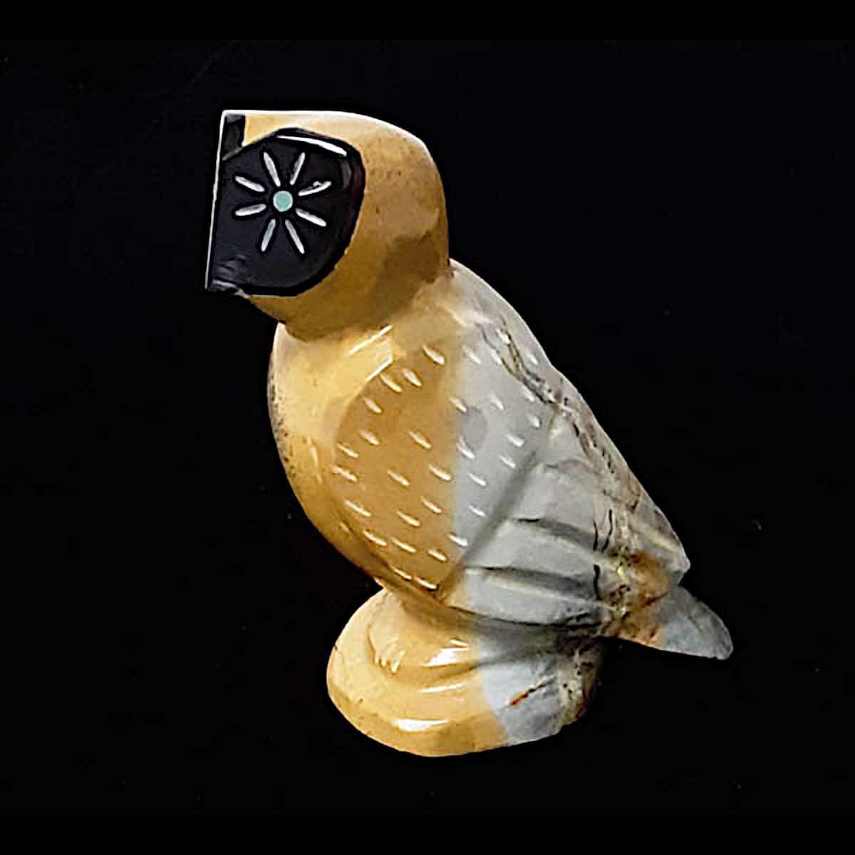 Zuni Fetish フクロウ Authentic Zuni Leekya Owl Fetish Carving