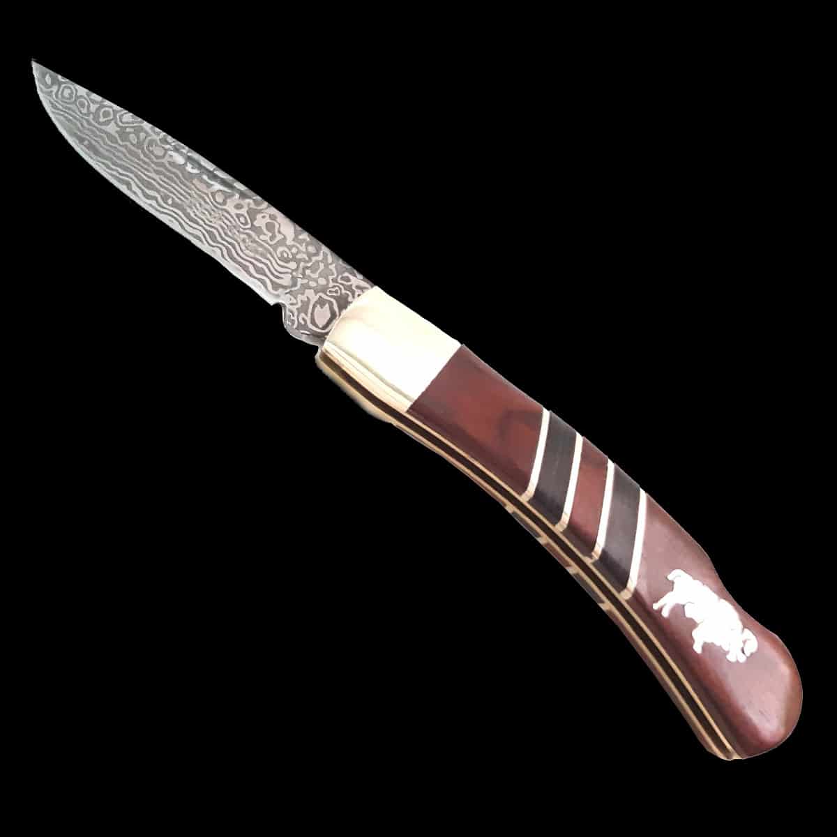 Bear Two Tone Wood Knife with Etched Blade - Image 3