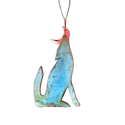 Copper Patina Coyote Ornament
