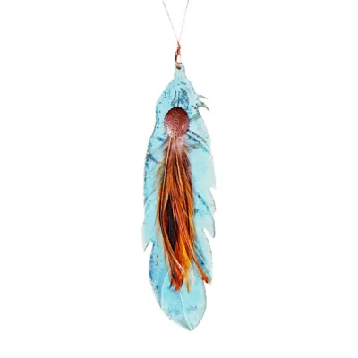 Copper Patina Feather Ornament