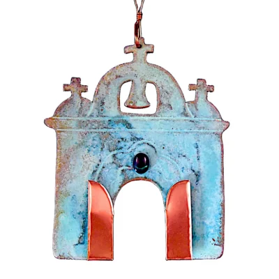 Copper Patina Mission Building Ornament