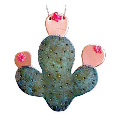 Copper Patina Prickly Pear Ornament