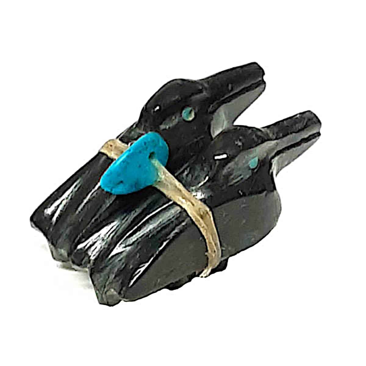 Raven Pair Fetish Carving with Turquoise Bundle