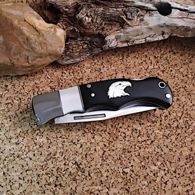 Eagle Head Lockback Bone-Wood Knife