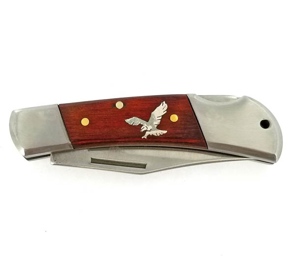 Eagle Inlaid Wood Grain Knife - Image 3