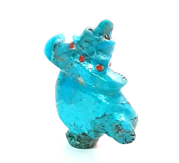 Zuni Turquoise Dancing Bear Fetish by Peina - Image 2