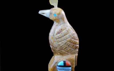 Authentic Zuni Quail Fetish Figurine with Sunface