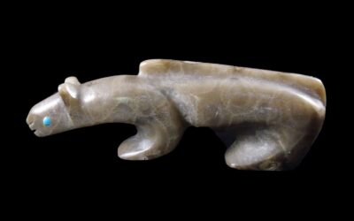 Genuine Petoskey Coral Zuni Cougar Fetish by M. Mahooty
