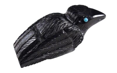 Authentic Zuni Crow Carving by Mike Tucson