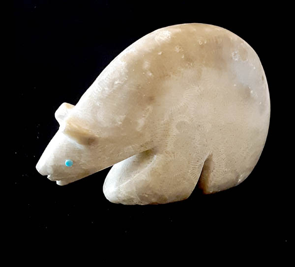 Petoskey Fossilized Coral Bear Fetish Carving - Image 2