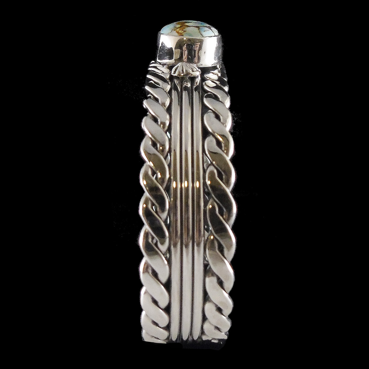 Golden Hill Double Braid Turquoise Silver Bracelet - Image 2