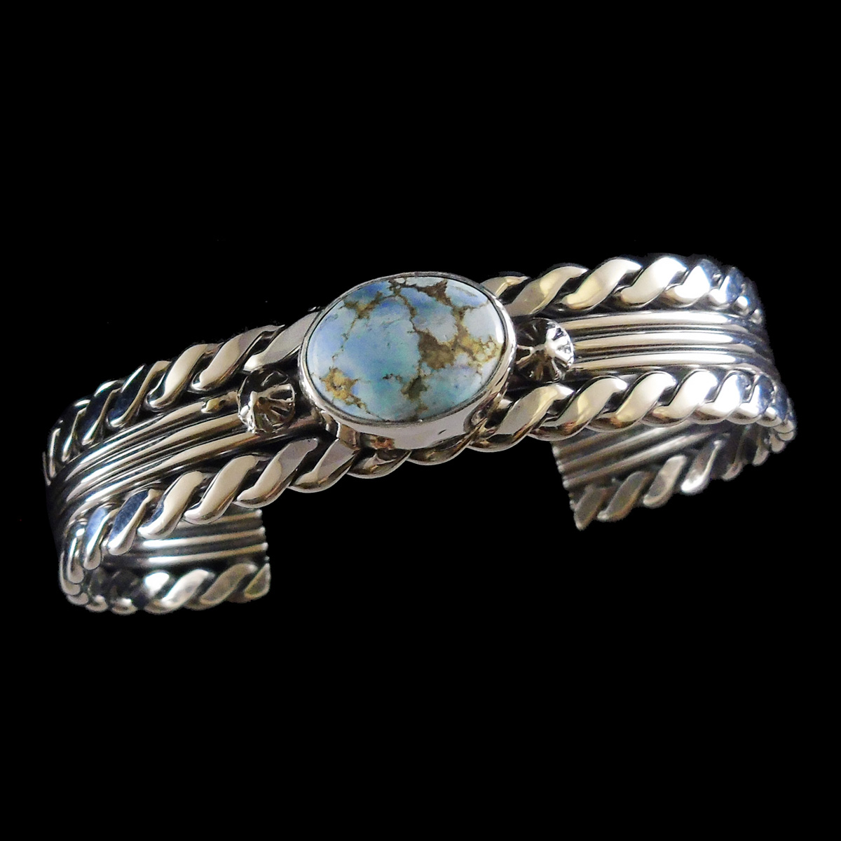 Golden Hill Double Braid Turquoise Silver Bracelet