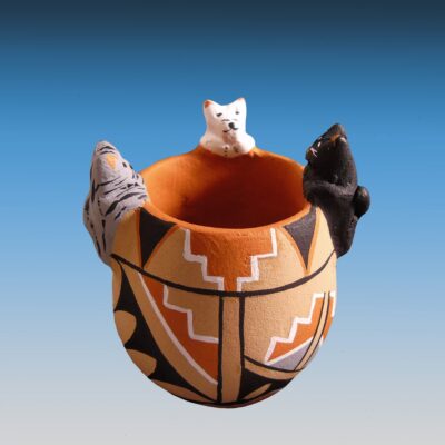 Unique Jemez Pueblo Cat Pottery Vase