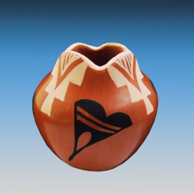 Traditional Jemez Mesa Pueblo Scalloped Lip Pottery Vase