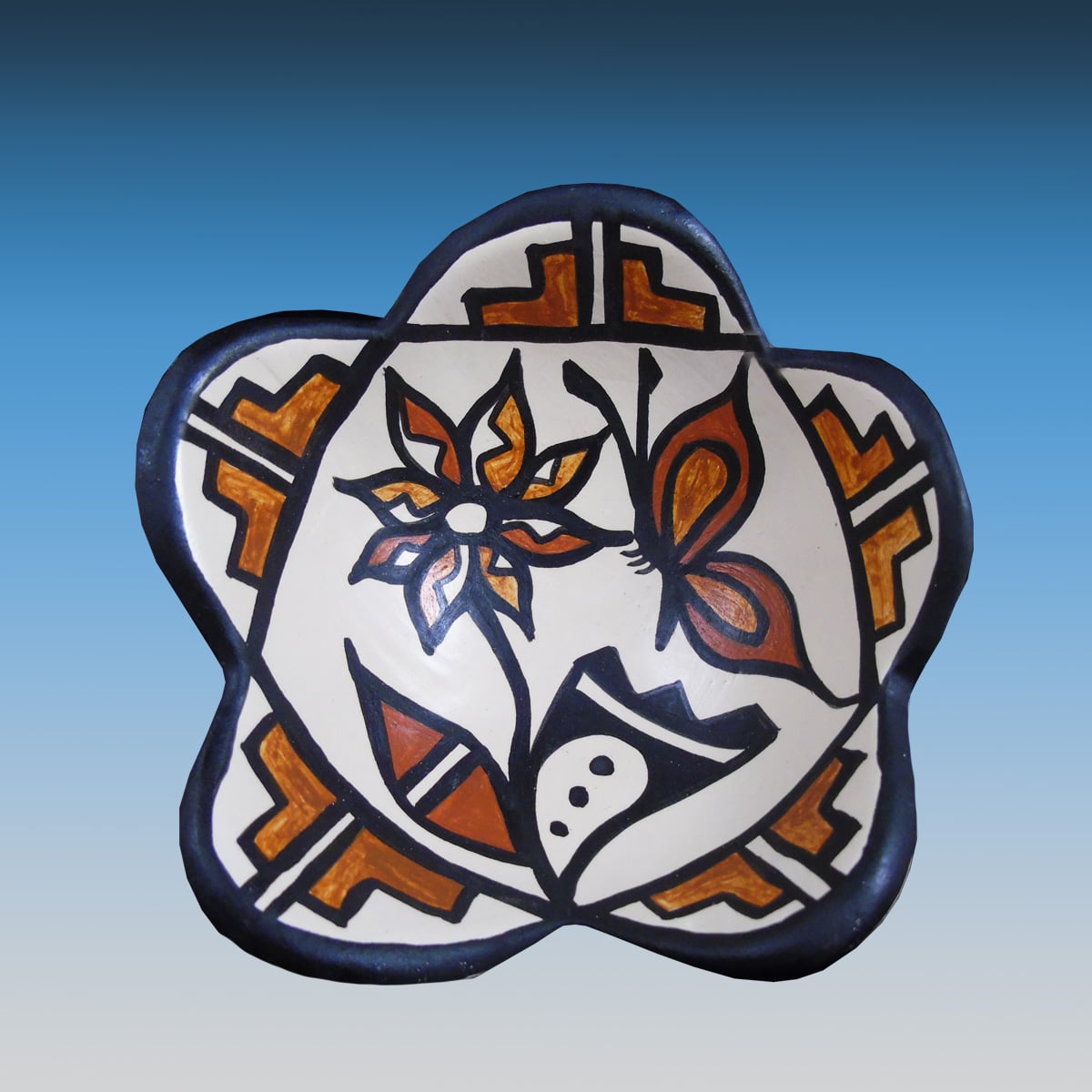 Genuine Santo Domingo Hand-Crafted Butterfly Bowl - Image 2