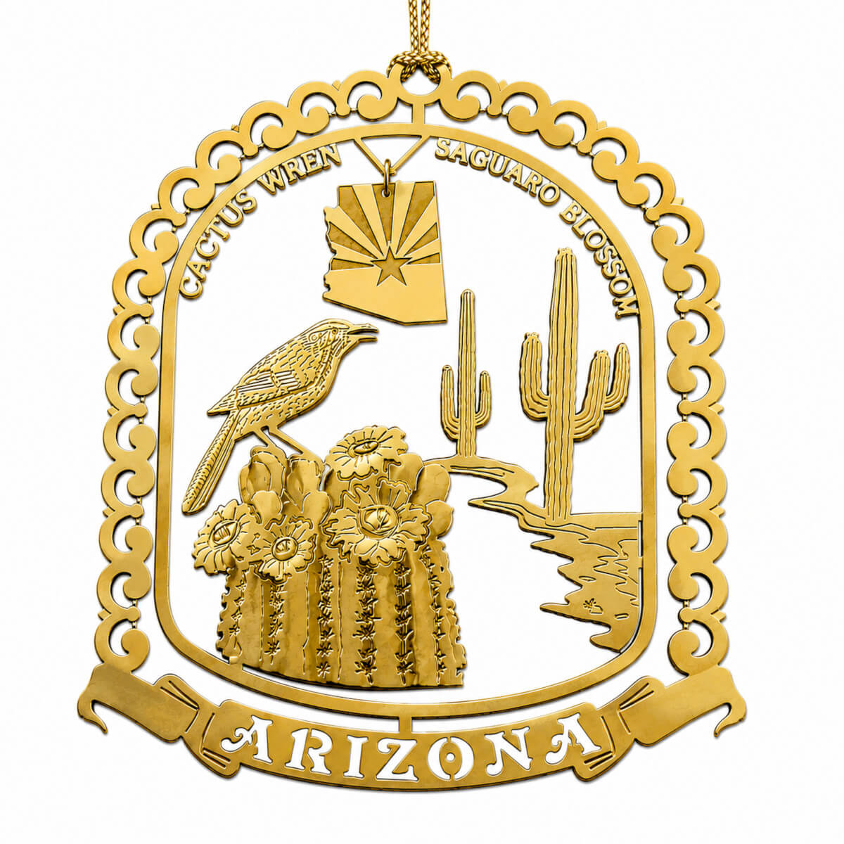 Arizona State Brass Ornament
