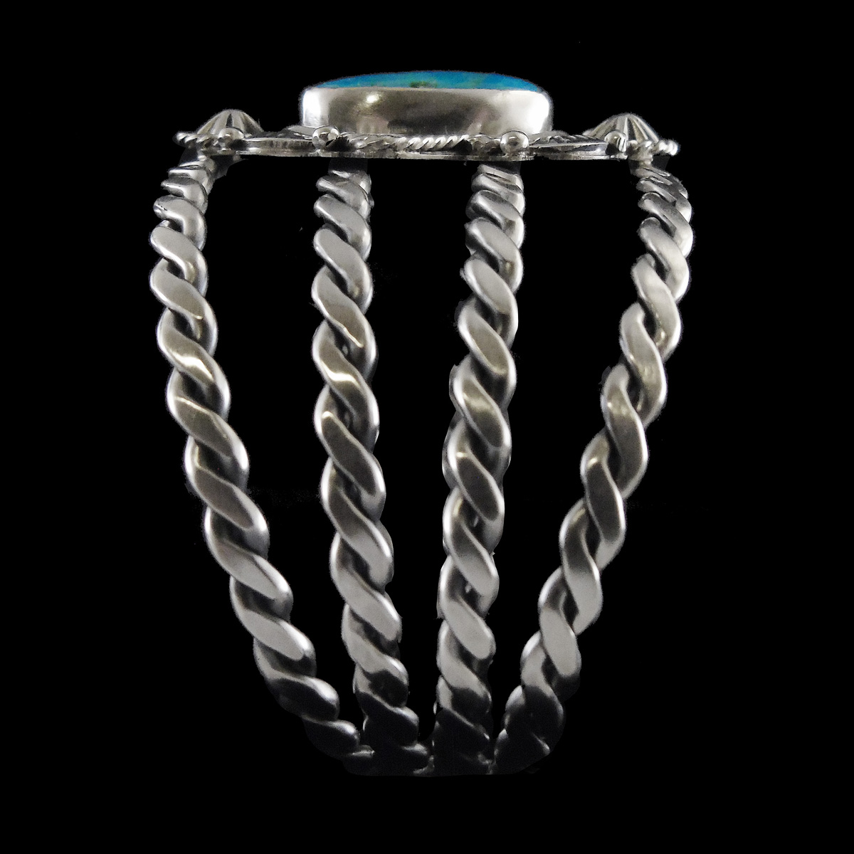Large Crown Blue Turquoise Navajo Bracelet - Image 2