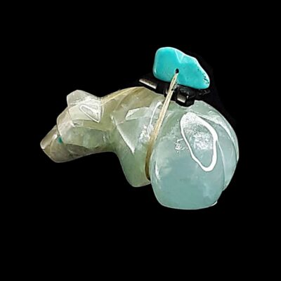 Mahooty Fluorite Bear Fetish with Arrowhead Bundle