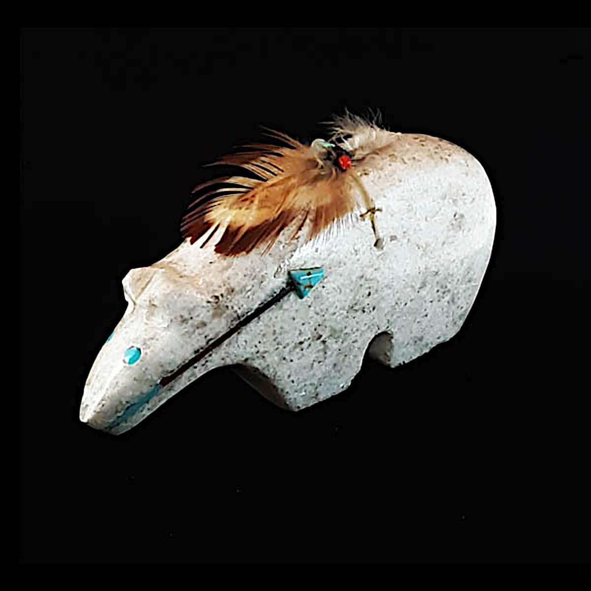 Medicine Bear Fetish with Turquoise Inlay by Ben Livingston - Image 3