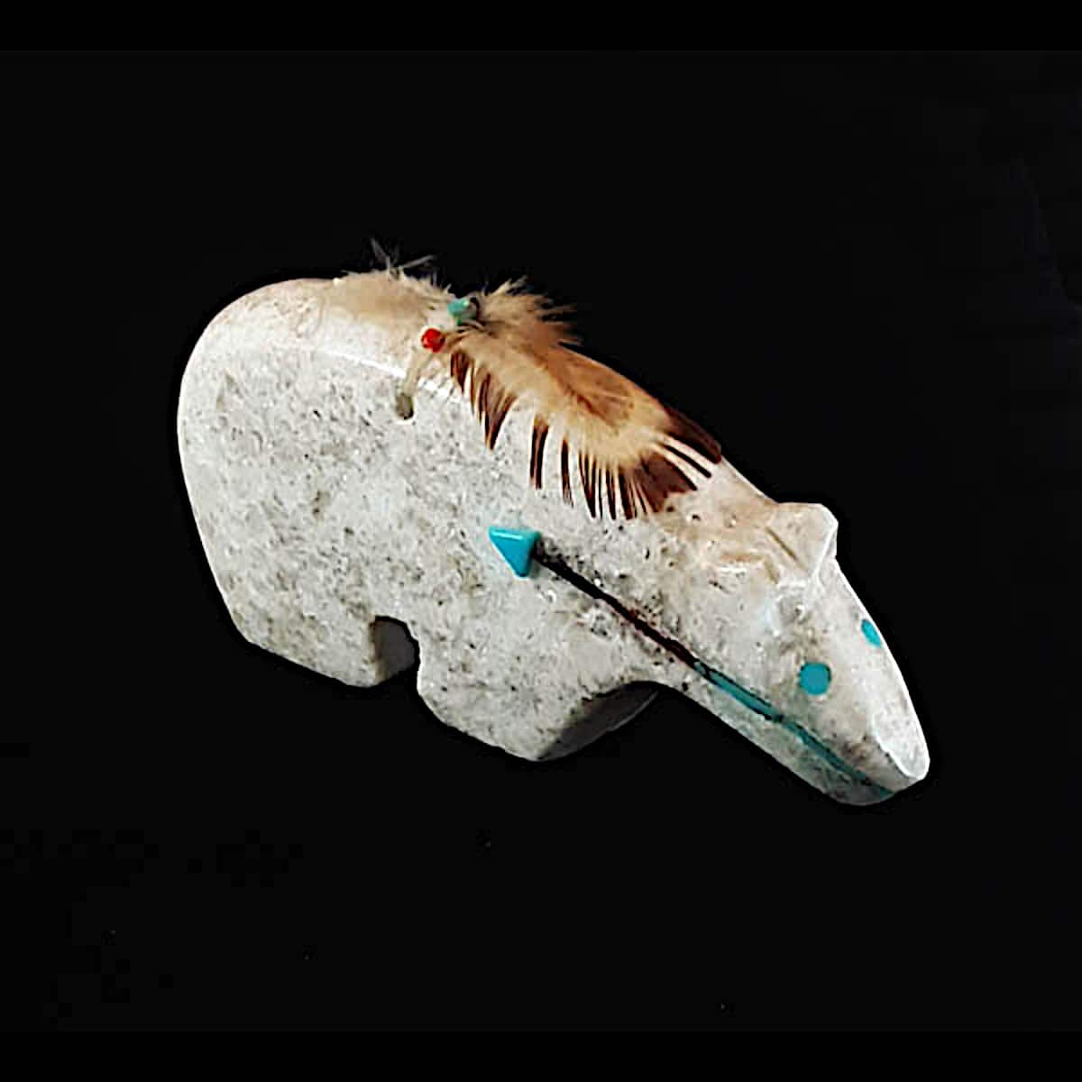 Medicine Bear Fetish with Turquoise Inlay by Ben Livingston - Image 4