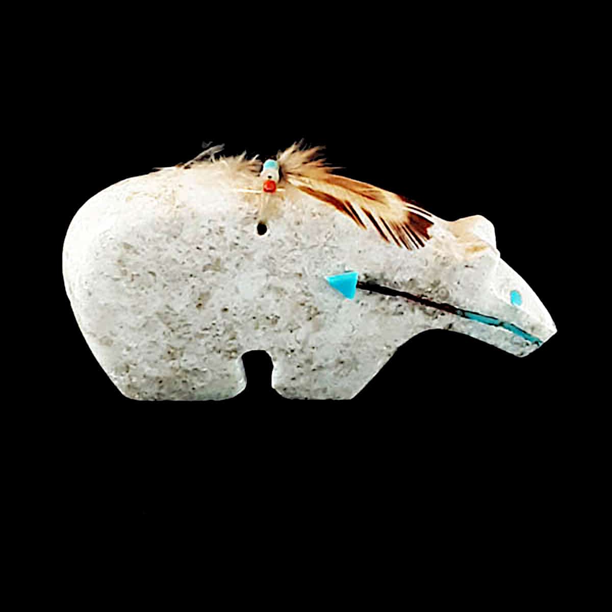 Medicine Bear Fetish with Turquoise Inlay by Ben Livingston - Image 2