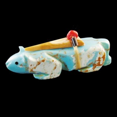 Mountain Lion Fetish Carving in Genuine Turquoise