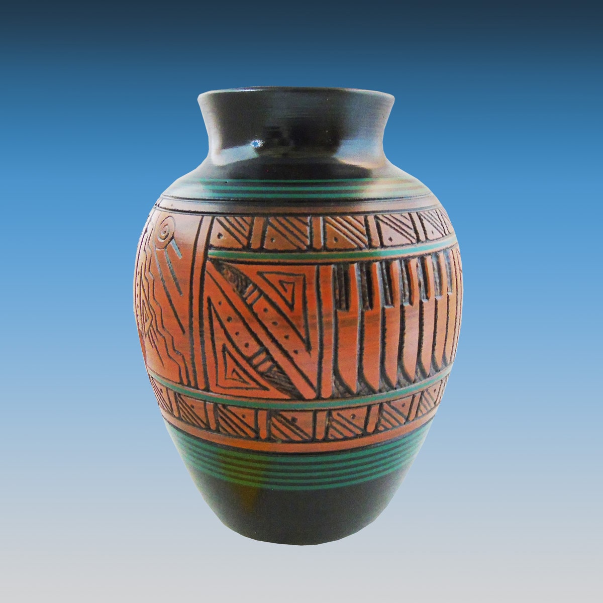 Authentic Paul Lansing Hummingbird & Flower Etched Vase - Image 3