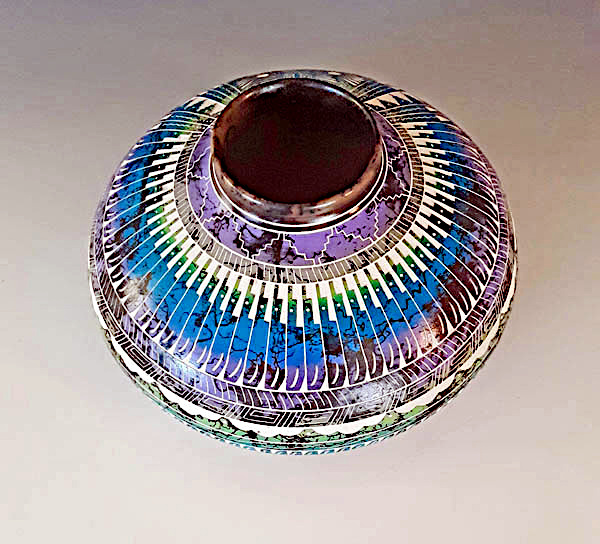 Authentic Hand-Crafted Navajo Butterfly Horsehair Pot - Image 3
