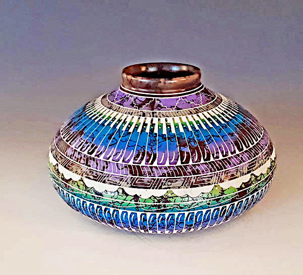 Authentic Hand-Crafted Navajo Butterfly Horsehair Pot - Image 2