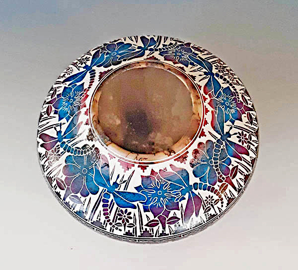 Navajo Dragonfly & Flower Etched Horsehair Pot - Image 3