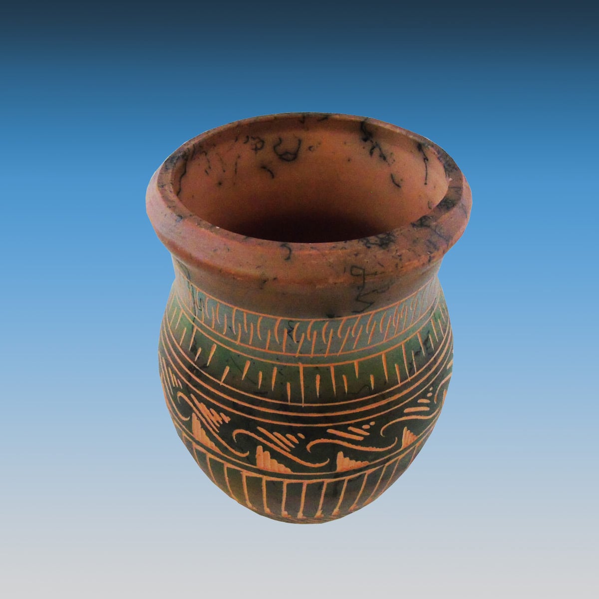 Red Clay Horsehair Navajo Pottery Vase - Image 2