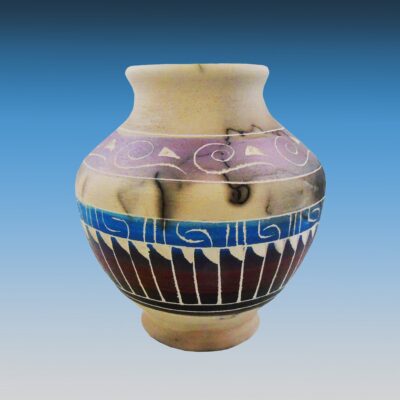 Hand-Crafted Original Navajo Horsehair Etched Vase