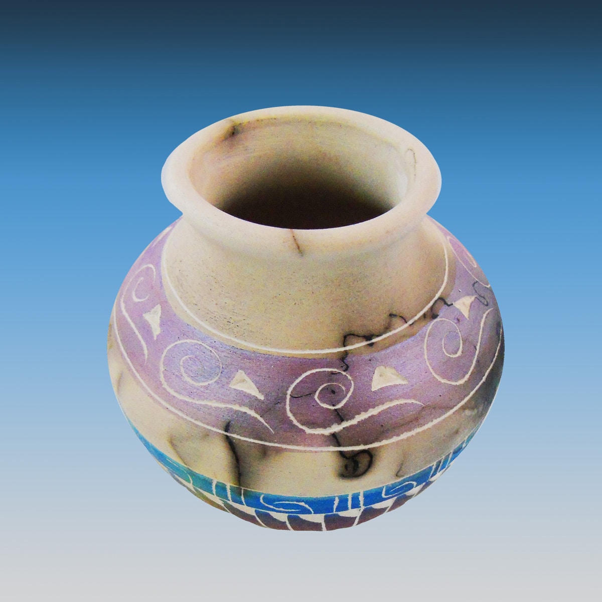 Hand-Crafted Original Navajo Horsehair Etched Vase - Image 2