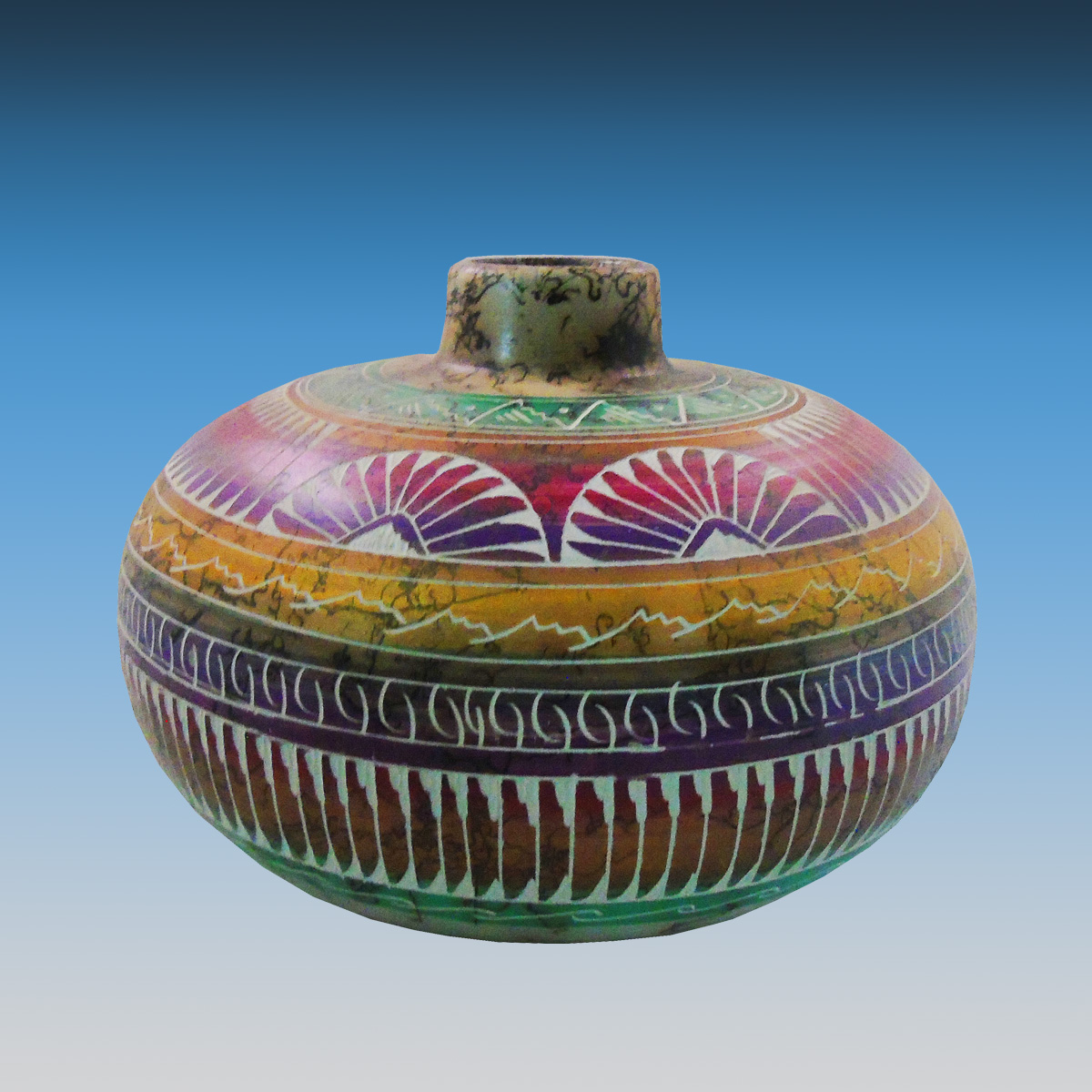 Rainbow Horsehair Pot-Willie NP-12