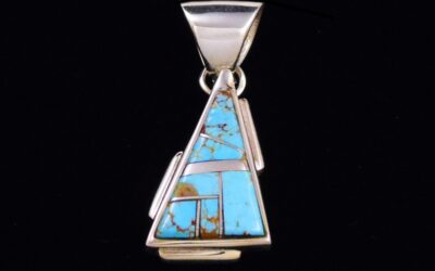 Navajo Genuine Turquoise Inlay Pendant