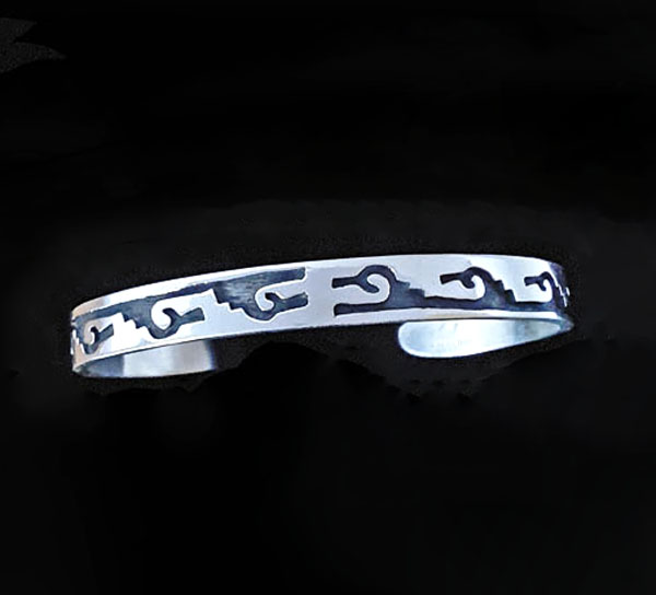 John Honie Collectible Hopi Silver Overlay Bracelet