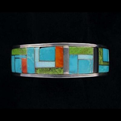 Navajo Multi Stone Totally Inlaid Bracelet