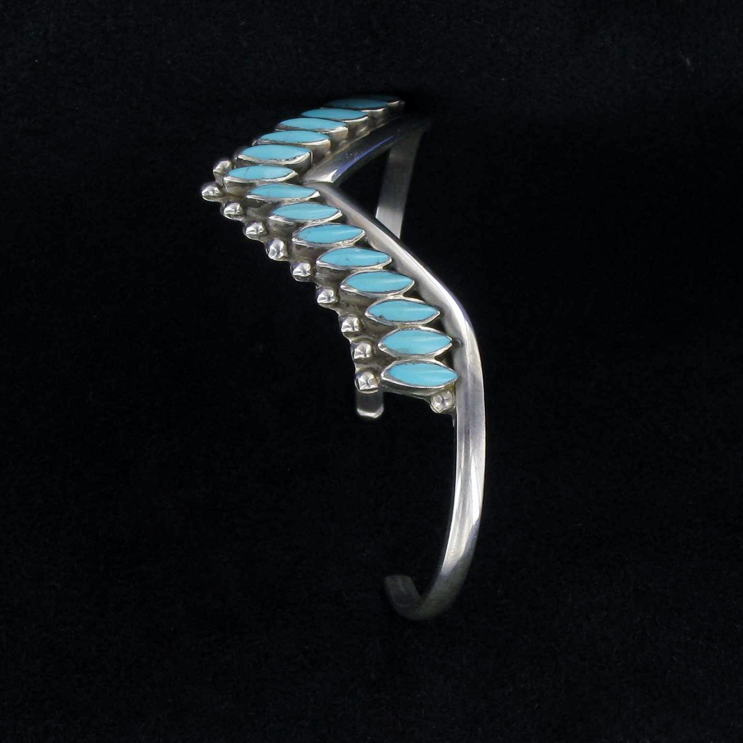 Zuni Inlaid Turquoise Stone Bracelet - Image 3