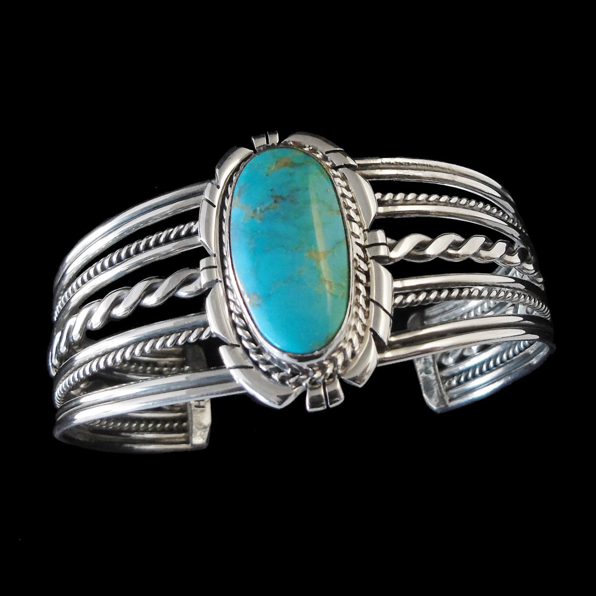 Oval Turquoise Wide Band Bracelet
