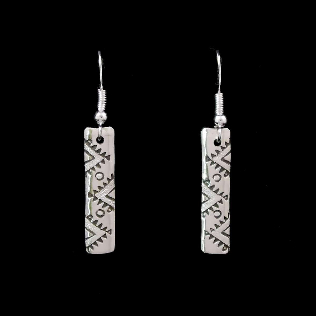 Navajo Traditional Design Silver Earrings