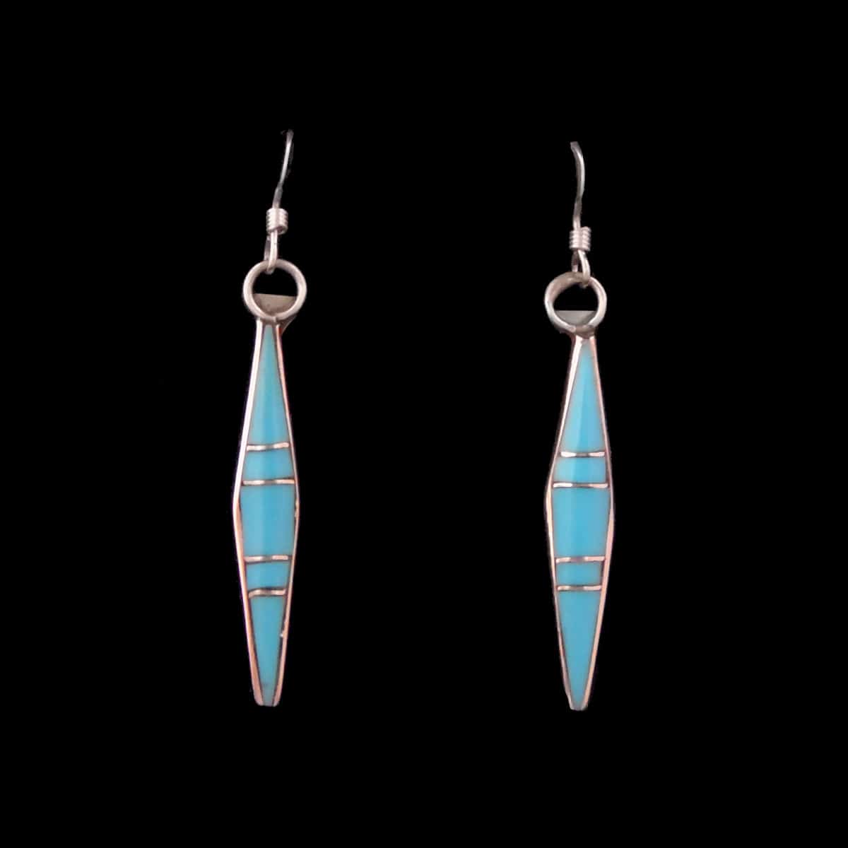 Navajo Inlaid Turquoise French Wire Earrings