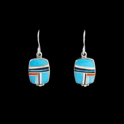 Native American Navajo Turquoise Inlaid Earrings