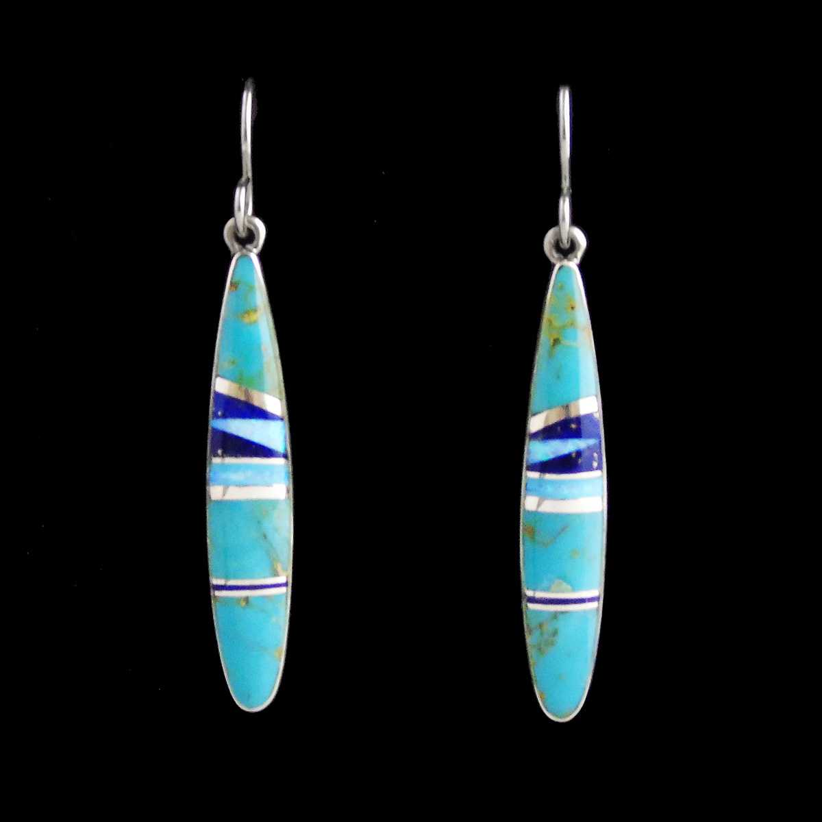 Native American Turquoise, Cultured Opal & Navajo Earrings