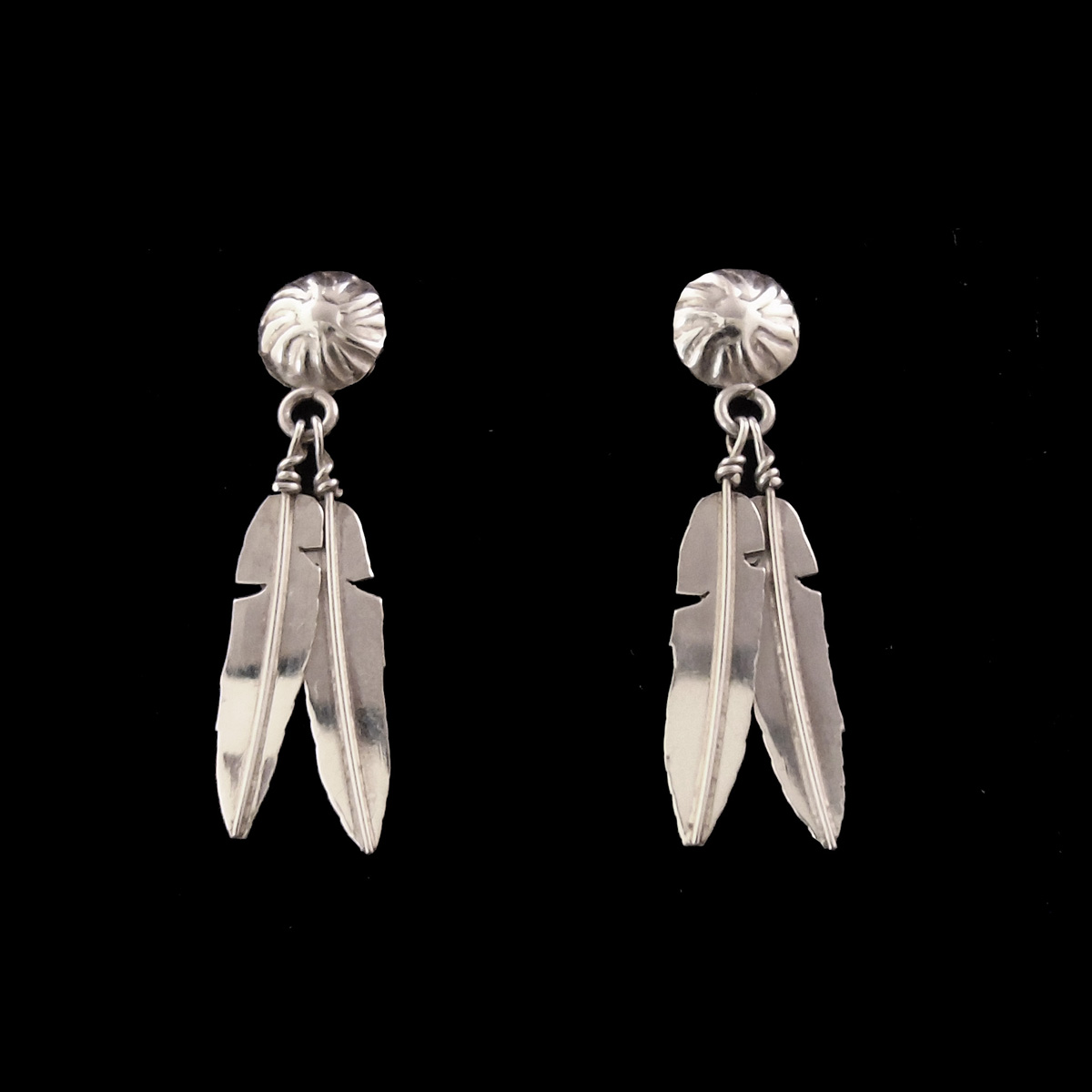 Double Feather Sterling Silver Earring